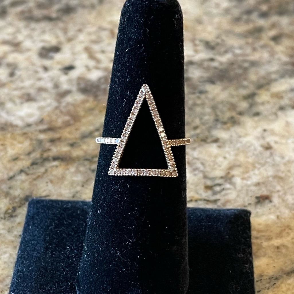 Ladies 10k Yellow Gold Triangle Diamond Ring